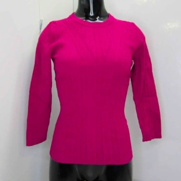 7 For All Mankind Women's US S Open Back Knit Top Raspberry NWT - Picture 1 of 5
